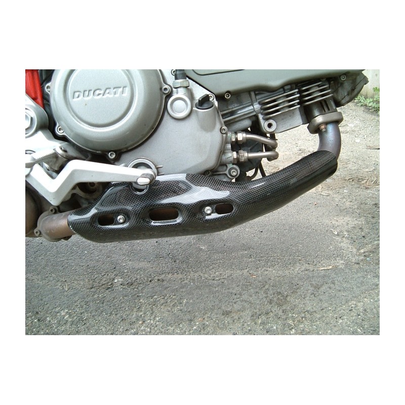 Protezione scarico anteriore in carbonio Multistrada 1100 - 1000 - con prolungamento, installazione plug and play.