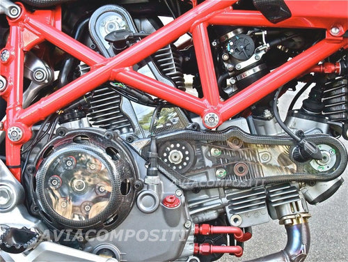 Timing belt covers open with polycarbonate protections for Dual Spark 1000-1100 Ducati engines