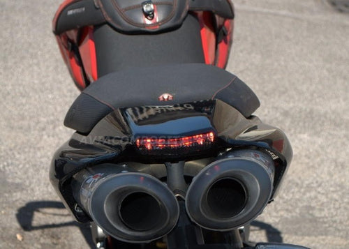Carbon fiber tail for Ducati Hypermotard 1100-796 twin exhaust with Led rear light