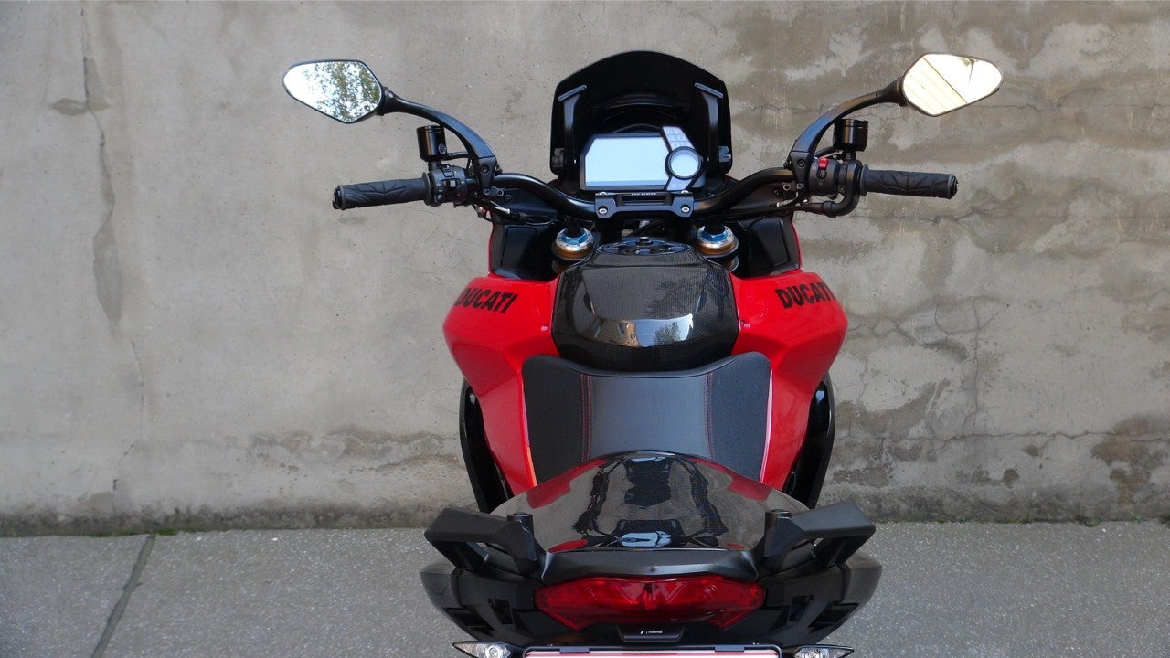 Carbon Windshield for Multistrada 1200 years 2010-2012 with white stripes-tricolor and Aviacompositi Logo